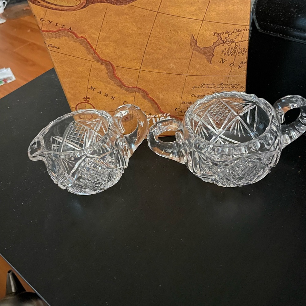 Beautiful American Brilliant Cut Creamer and Sugar bowl